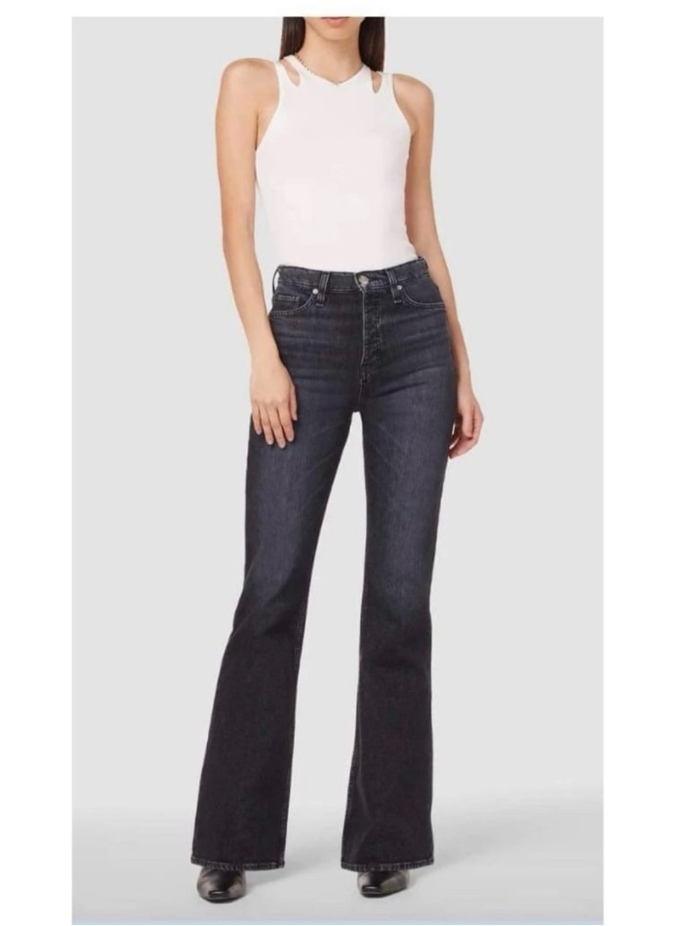 Hudson Jeans Women's Faye Ultra High-Rise Black Flare Jeans